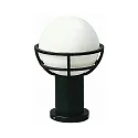 Sockelleuchte Typ Nr. 0520, mit Kugelschirm Ø 23cm, IP44, Höhe 40cm, E27 QA55 max. 57W, Alu-Guss / Opalglas, Schwarz matt