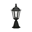 Sockelleuchte Landhausstil Typ Nr. 0541, IP23, Höhe 53cm, E27 QA55 max.57W, Alu-Guss / Kathedralglas, schwarz
