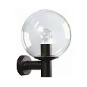 Außenwandleuchte Typ Nr. 0639, mit Glaskugel Ø 25cm, E27, Schwarz matt / Klarglas