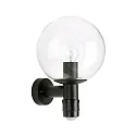Außenwandleuchte Typ Nr. 0639 mit Bewegungsmelder (Typ Nr. 0641), mit Glaskugel Ø 25cm, E27, Schwarz matt / Klarglas