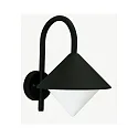 Außenwandleuchte Typ Nr. 0645 mit Bogenarm, IP44, E27 QA55 max. 57W, Alu-Guss / Opalglas, Schwarz matt