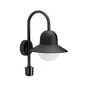 Außenwandleuchte Typ Nr. 0662 mit Bewegungsmelder (Typ Nr. 0661), IP44, E27 QA55 max. 57W, Alu-Guss / Opalglas, schwarz