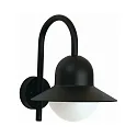 Außenwandleuchte Typ Nr. 0662, mit Bogenarm, IP44, E27 QA55 max. 57W, Alu-Guss / Opalglas, schwarz