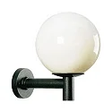 Außenwandleuchte Typ Nr. 0801 mit weißer Kugel Ø 50cm, IP44, E27 A65 max. 150W, Alu-Guss / Kunststoff, Schwarz matt