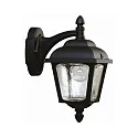 Außenwandleuchte Landhausstil Doppelkuppel eckig, Typ Nr. 1813, hängend an Wandarm, IP44, E27, Alu-Guss / klar, Schwarz matt