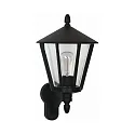 Außenwandleuchte Landhausstil modern Typ Nr. 1814, stehend mit Arm, IP44, E27 QA55 max. 57W, Alu-Guss / klar, Schwarz matt