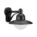 Außenwandleuchte Landhausstil Hutform Rund Typ Nr. 1850, IP44, E27 QA55 max. 57W, Alu-Guss / Opalglas, Schwarz matt