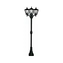 Mastleuchte Landhausstil modern 3-flammig Typ Nr. 2046, IP44, Höhe 207cm, 3x E27 QA55 max. 57W, Alu-Guss / klar, Schwarz