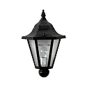 Außenwandleuchte Landhausstil Typ Nr. 3229, halbrund, Direktmontage, IP23, E27 QA55 57W, Alu-Guss / Kathedralglas, Schwarz