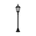 Wegeleuchte Landhausstil Typ Nr. 4142, Höhe 115cm, E27 QA55 max.57W, Alu-Guss / Kathedralglas, schwarz