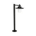 Wegeleuchte Landhausstil Hutform Flach Typ Nr. 4152, IP44, Höhe 88.5cm, E27 QA55 max. 57W, Alu-Guss / Opalglas, Schwarz matt