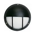 Außenwandleuchte Typ Nr. 6034, IP44, Ø 25cm, E27 QA55 max. 57W, Alu-Guss / Opalglas, Schwarz matt