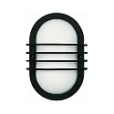 Outdoor Wall and Ceiling luminaire Type No. 6046, oval with cross braces, IP44, E27 QA55 max. 57W, cast alu, black matt