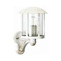 Außenwandleuchte Landhausstil Vintage Typ Nr. 1834, stehend mit Arm, IP23, E27 QA55 max. 57W, Alu-Guss / klar, Weiß-Gold