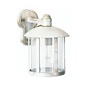 Außenwandleuchte Landhausstil Vintage Typ Nr. 1835, hängend mit Arm, IP44, E27 QA55 max. 57W, Alu-Guss / klar, Weiß-Gold