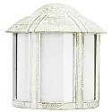 Außenwandleuchte Typ Nr. 3221, halbrund mit Dach, IP44, E27 QA55 max. 57W, Alu-Guss / Opalglas, Weiß-Gold