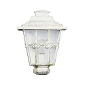 Außenwandleuchte Landhausstil Kreuzstrebe Typ Nr. 3227, Halbform, IP23, E27, Alu-Guss / Kathedralglas klar, Weiß-Gold