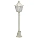Wegeleuchte Landhausstil eckig Typ Nr. 4128, Höhe 85cm, IP44, E27, Alu-Guss / Hohlglas klar, Weiß-Gold