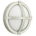 Outdoor Wand- und Deckenleuchte Typ Nr. 6230, rund, Ø 28cm, IP44, E27 QA55 max. 57W, Alu-Guss / Acrylglas opal, Weiß-Gold