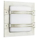 Outdoor Wand- und Deckenleuchte Typ Nr. 6262, eckig, 2 Querstreben, IP44, E27 QA55 max. 57W, Alu-Guss / Opalglas, Weiß-Gold