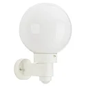 Außenwandleuchte Typ Nr. 0257 mit Bewegungsmelder, mit Opalglaskugel Ø 25cm, E27, weiß