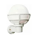 Außenwandleuchte Typ Nr. 0612 mit Kugelschirm Ø 23cm, IP44, E27 QA55 max. 57W, Alu-Guss / Opalglas, Weiß