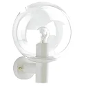 Außenwandleuchte Typ Nr. 0639, mit Glaskugel Ø 25cm, E27, Weiß / Klarglas