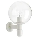 Außenwandleuchte Typ Nr. 0639 mit Bewegungsmelder (Typ Nr. 0641), mit Glaskugel Ø 25cm, E27, Weiß / Klarglas