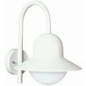 Außenwandleuchte Typ Nr. 0662, mit Bogenarm, IP44, E27 QA55 max. 57W, Alu-Guss / Opalglas, weiß