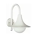 Außenwandleuchte Typ Nr. 0669, mit Bogenarm, IP44, E27 QA55 max. 57W, Alu-Guss / Opalglas, Weiß