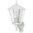 Außenwandleuchte Landhausstil modern Typ Nr. 1814, stehend mit Arm, IP44, E27 QA55 max. 57W, Alu-Guss / klar, Weiß matt
