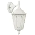 Außenwandleuchte Landhausstil Typ Nr. 1819, hängend mit Wandarm, IP23, E27 QA55 57W, Alu-Guss / Kathedralglas, weiß