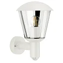 Außenwandleuchte Typ Nr. 1854, mit Bewegungsmelder (Typ Nr. 1855), IP54 IK08, E27 QA55  57W, Aluminium / klar, Weiß