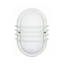 Outdoor Wand- und Deckenleuchte Typ Nr. 6046, oval mit Querstreben, IP44, E27 QA55 max. 57W, Alu-Guss / Opalglas, Weiß matt