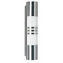 Außenwandleuchte Typ Nr. 0251, Halterung mittig, IP44, E27 max. 20W (LED), Edelstahl / Opalglas