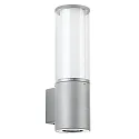 Außenwandleuchte Typ Nr. 0321, IP44, E27 max. 20W, mit Unterlicht GU10 PAR16 max. 50W, Edelstahl, Silber matt
