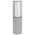 Sockelleuchte Typ Nr. 0535, eckig, IP44, Höhe 50cm, E27 max. 20W (LED), Edelstahl matt / Opalglas
