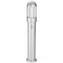 Pollerleuchte Typ Nr. 2015 mit Bewegungsmelder (Typ 2002), IP44, Höhe 83.5cm, E27 QA55, Alu-Guss / Opalglas, Silber matt