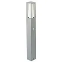 Pollerleuchte Typ Nr. 2066 mit Bewegungsmelder 90°, IP44, Höhe 90cm, E27 max. 20W (LED), Alu-Guss / Opalglas, Silber matt