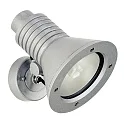Außenwand-Strahler Typ Nr. 2182, IP54, E27 QA55 max. 15W, dreh- und schwenkbar, Alu-Guss / Sicherheitsglas, Silber matt