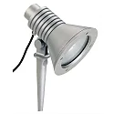 Spießstrahler Typ Nr. 2183, IP54, E27 QA55 max. 15W, dreh- und schwenkbar, Alu-Guss / Sicherheitsglas, Silber matt