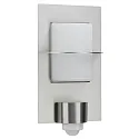 Außenwandleuchte Typ Nr. 6223 mit Bewegungsmelder (Typ Nr. 6140), IP44, E27 QA55 max. 57W, Edelstahl matt / opal
