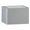 Außenwandleuchte Typ Nr. 6167, 2-seitig, eckig, IP44, Breite 15cm, G9 QT14 max. 60W, Alu-Guss / Opalglas, Silber matt