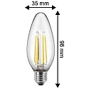 HWH LED Filament Lampe C35, 300°, E27, 4,5W, 2700K, 470lm
