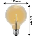 HWH Blulaxa LED Filament Vintage Lamp Globe gold glass ambergris, 12,5cm, 300°, E27, warmwhite, 2W