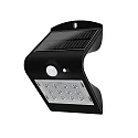 LED Solar-Wandleuchte mit PIR-Sensor, IP65, 1.5W 3000K 220lm 120°, inkl. Akku, 2 Modi, Schwarz