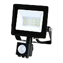 LED Fluter, 110°, 10W, 4000K, 800lm, IP44, mit PIR-Sensor, schwenkbar, schwarz