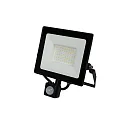 HWH LED Fluter, 110°, 50W, 4000K, 4300lm, IP44, mit PIR-Sensor, schwenkbar, schwarz