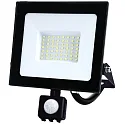 HWH LED Fluter, 110°, 50W, 4000K, 4300lm, IP44, mit PIR-Sensor, schwenkbar, schwarz
