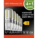HWH LED Stiftsockellampe, 5er Set, 300°, G9, 2,6W, 3000K, 320lm
